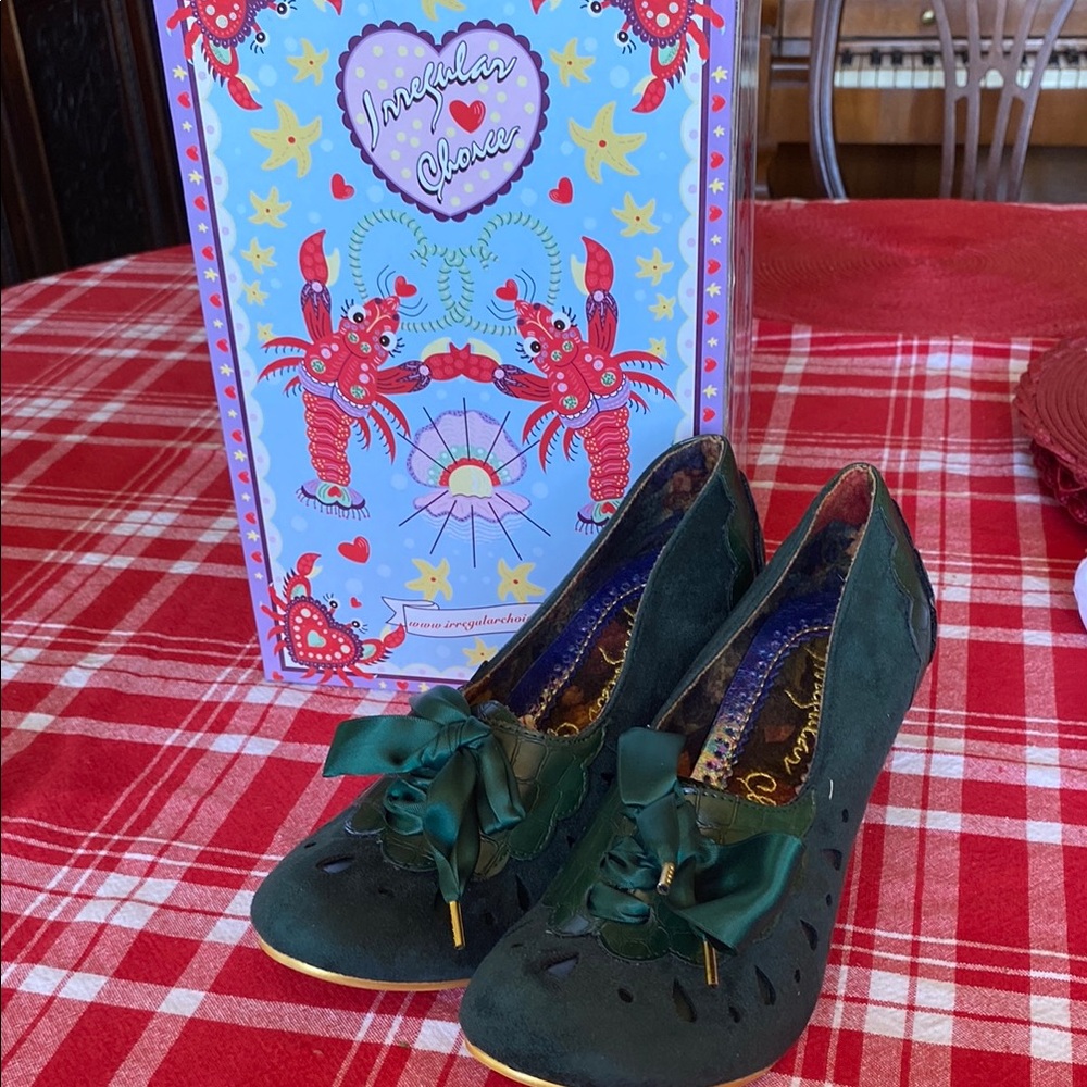Irregular Choice Dark Green Heels with Ribbon Detail